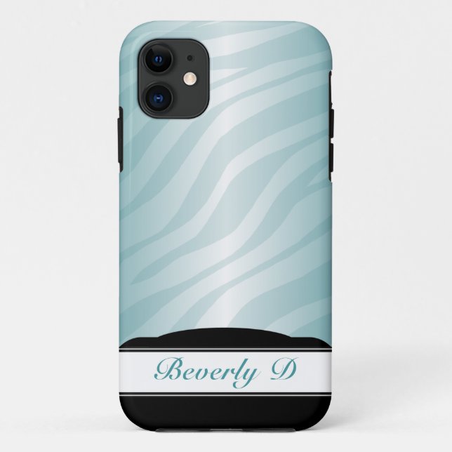 Zebra Print Teal Fusion personalised iPhone 5 Case (Back)
