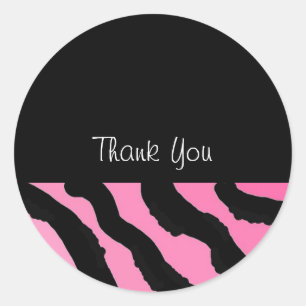 Zebra Print Thank You Classic Round Sticker