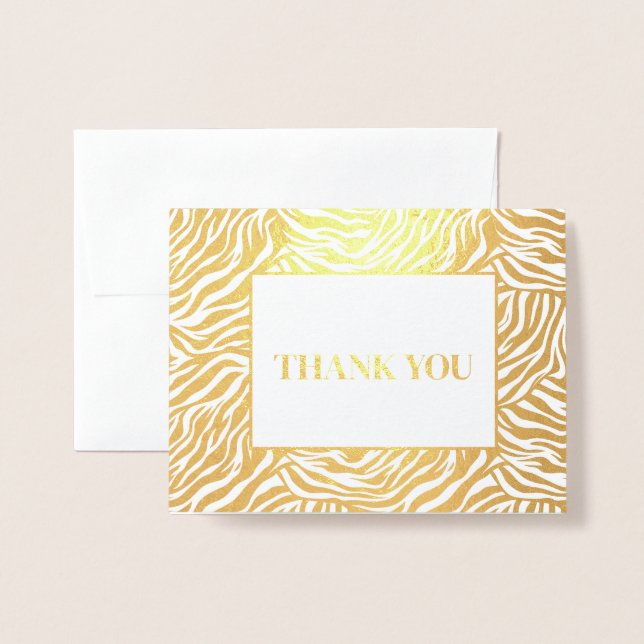 Zebra Print Thank You Foil Card (Front With Envelope)