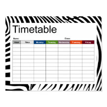 Zebra Print timetable