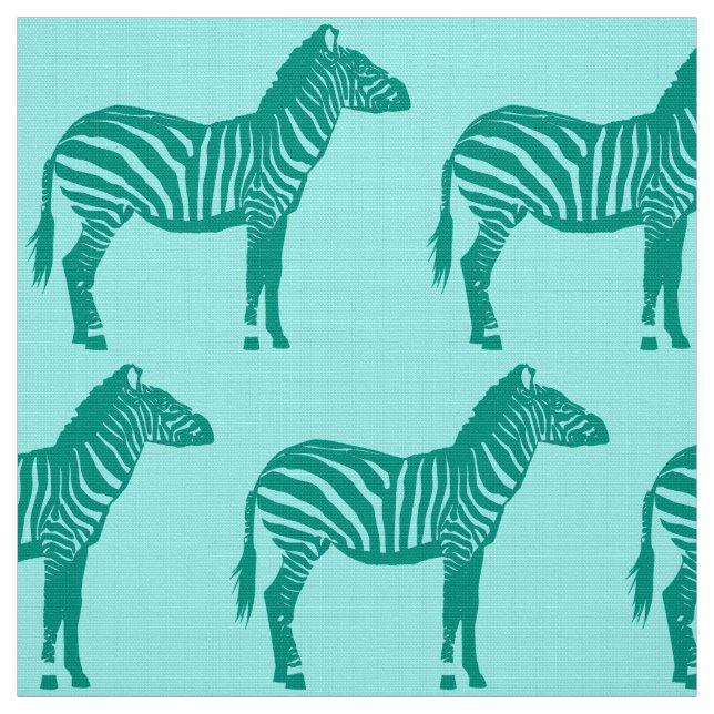 Zebra Print - Turquoise and Aqua Fabric (Swatch)