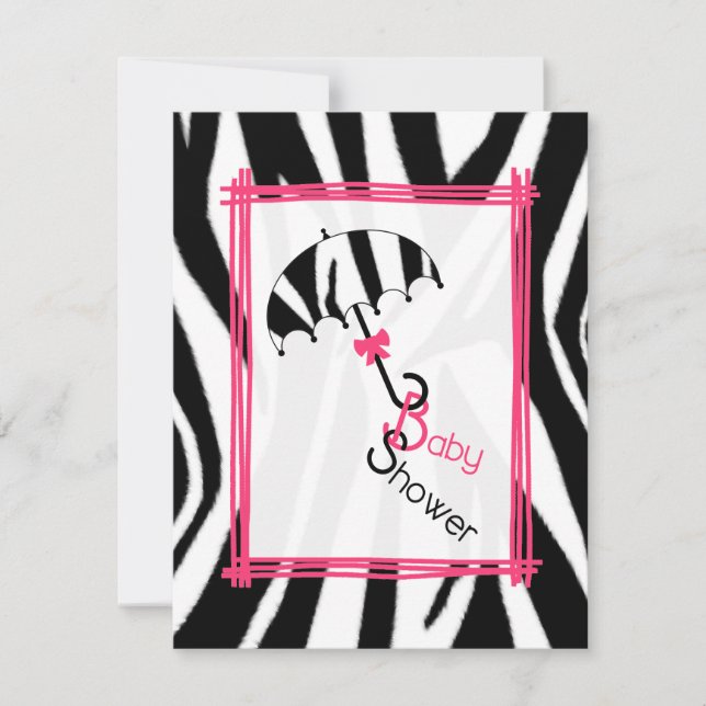 Zebra Print Umbrella Baby Shower Invitation (Front)