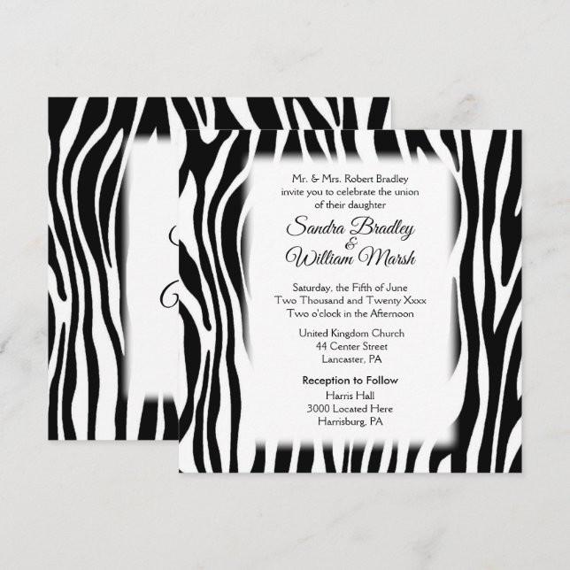 Zebra Print  Wedding Invitation (Front/Back)