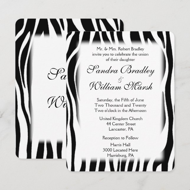 Zebra Print  Wedding Invitation (Front/Back)