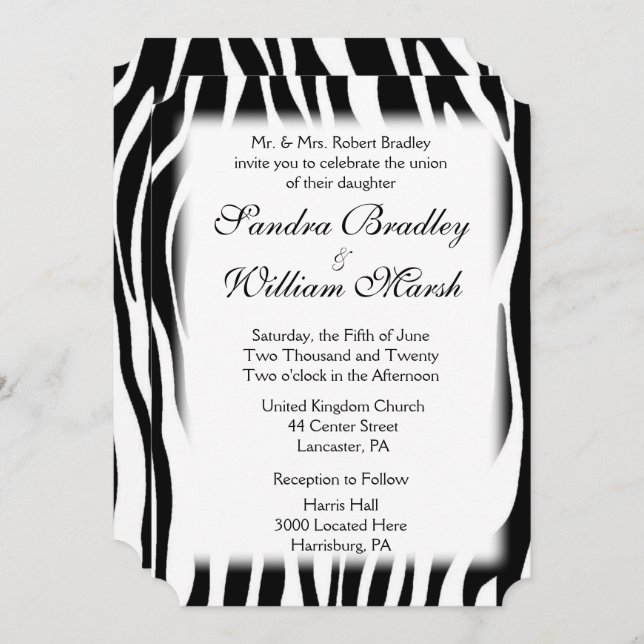 Zebra Print  Wedding Invitation (Front/Back)