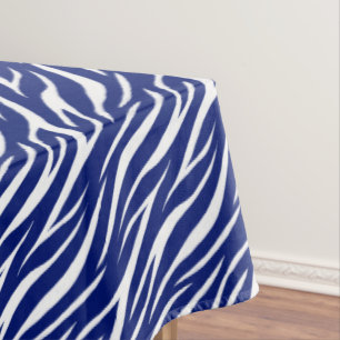 Zebra Print White Navy Blue Cute Modern Pattern Tablecloth