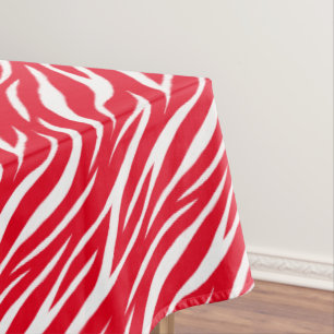 Zebra Print White Red Cute Modern Xmas Pattern Tablecloth