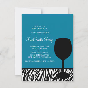 zebra print wine bachelorette invitation