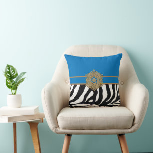 Zebra Print with Blue Cushion