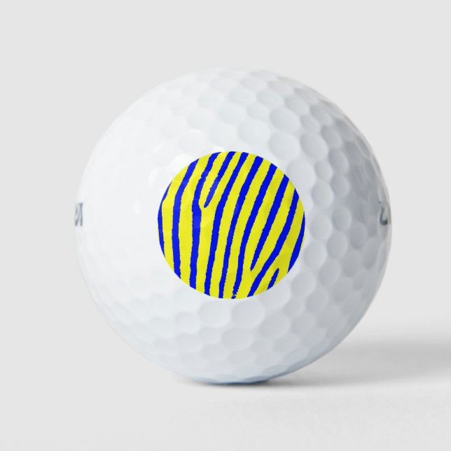 Zebra Print (Yellow & Blue) Golf Balls (Front)