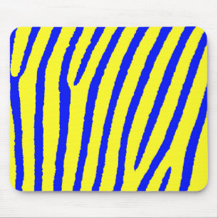 Zebra Print (Yellow & Blue) Mouse Mat