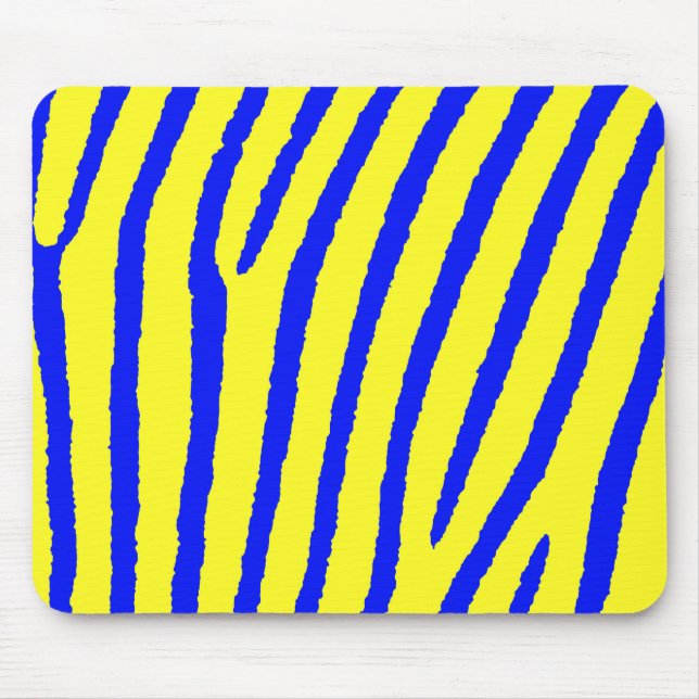 Zebra Print (Yellow & Blue) Mouse Mat (Front)