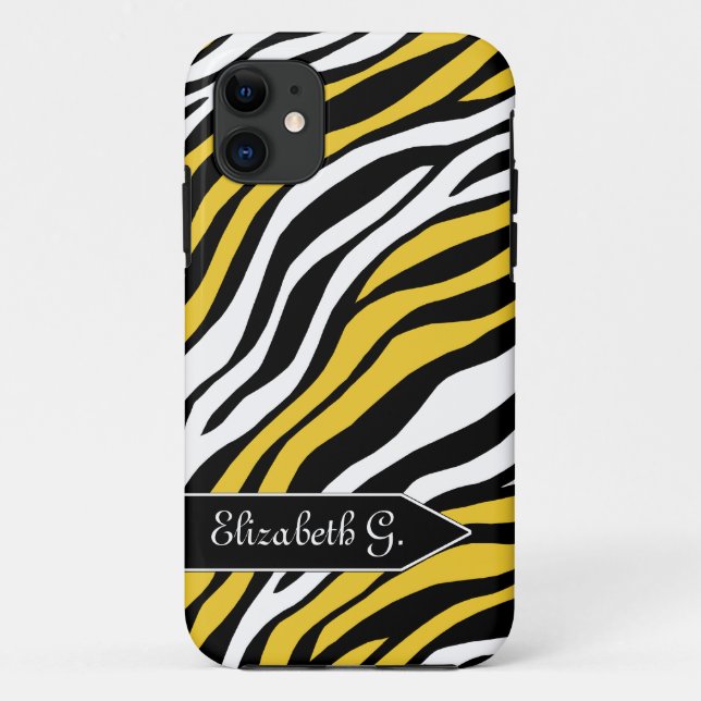 Zebra Print Yellow Mix iPhone 5 Case (Back)