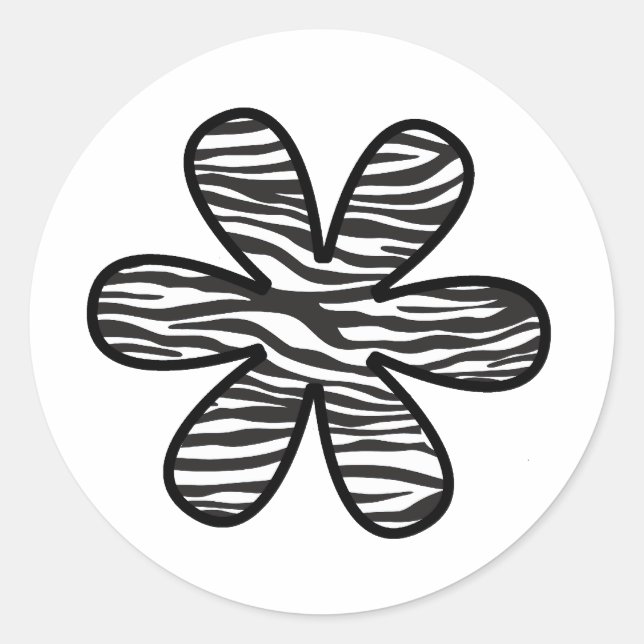 Zebra Print, Zebra Stripes, Animal Print, Flower Classic Round Sticker (Front)