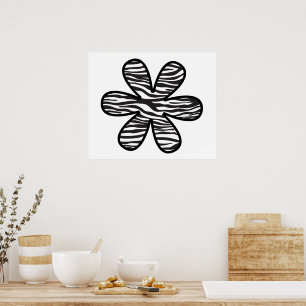 Zebra Print, Zebra Stripes, Animal Print, Flower Poster