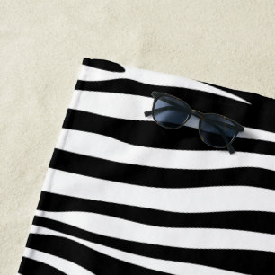 Zebra Print, Zebra Stripes, Black And White Beach Towel