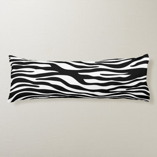 Zebra Print, Zebra Stripes, Black And White Body Cushion (Front)