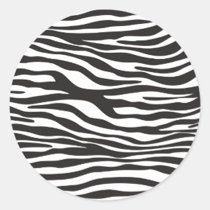 Zebra Print, Zebra Stripes, Black And White Classic Round Sticker