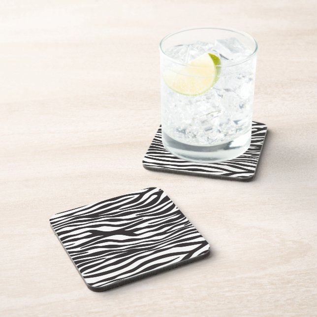 Zebra Print, Zebra Stripes, Black And White Coaster (Right Side)