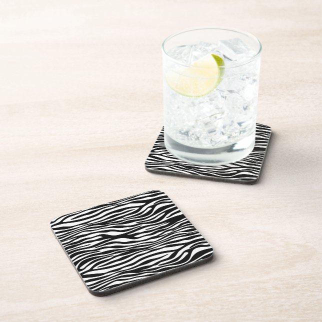 Zebra Print, Zebra Stripes, Black And White Coaster (Right Side)