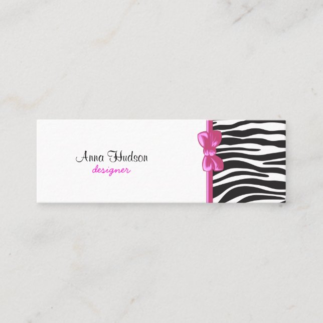Zebra Print, Zebra Stripes, Black And White Mini Business Card (Front)