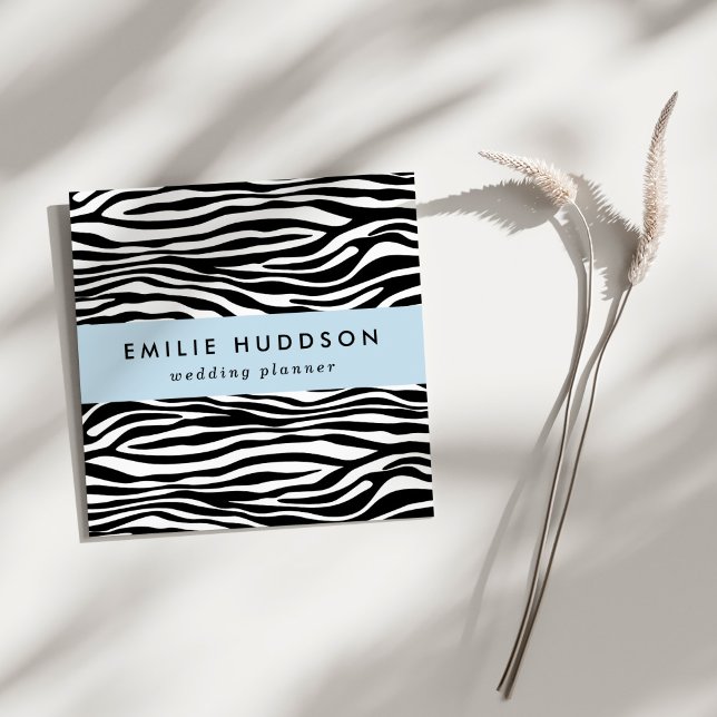 Zebra Print, Zebra Stripes, Black And White Square Business Card (Creator Uploaded)