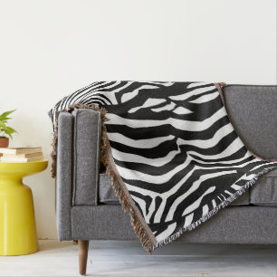 Zebra Print, Zebra Stripes, Black And White Throw Blanket
