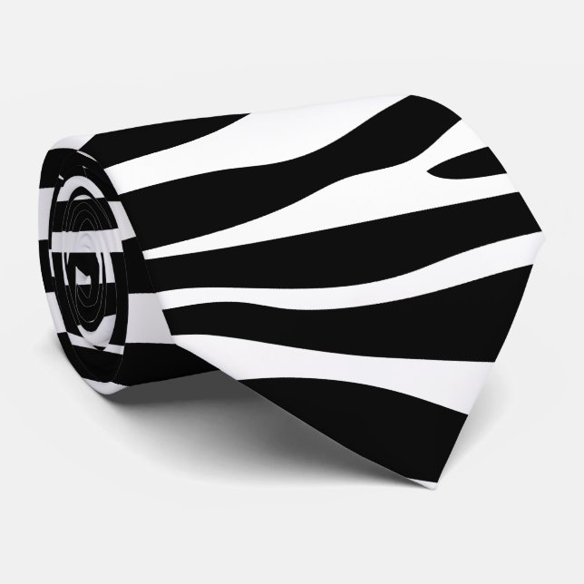 Zebra Print, Zebra Stripes, Black And White Tie (Rolled)