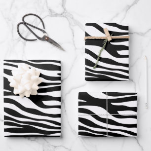 Zebra Print, Zebra Stripes, Black And White Wrapping Paper Sheet
