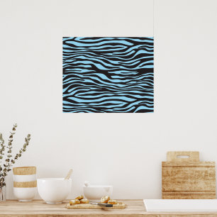 Zebra Print, Zebra Stripes, Blue Zebra, Jungle Poster
