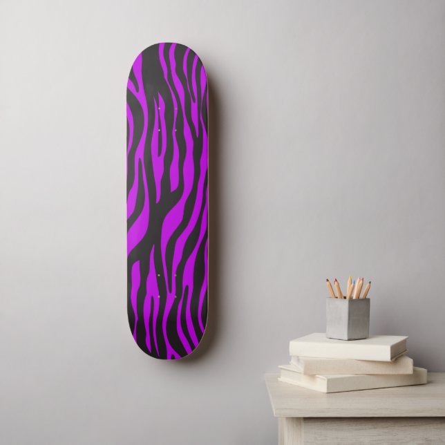 Zebra Print, Zebra Stripes, Purple Zebra, Jungle Skateboard (Wall Art)