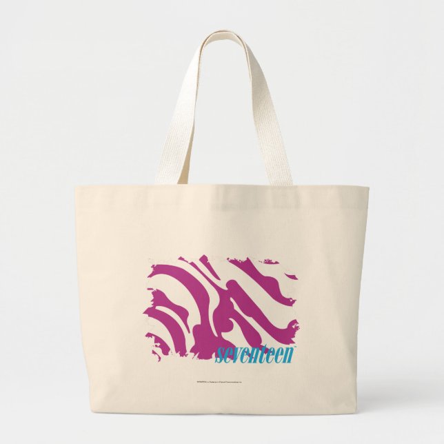 Zebra Purple 3 Large Tote Bag (Front)