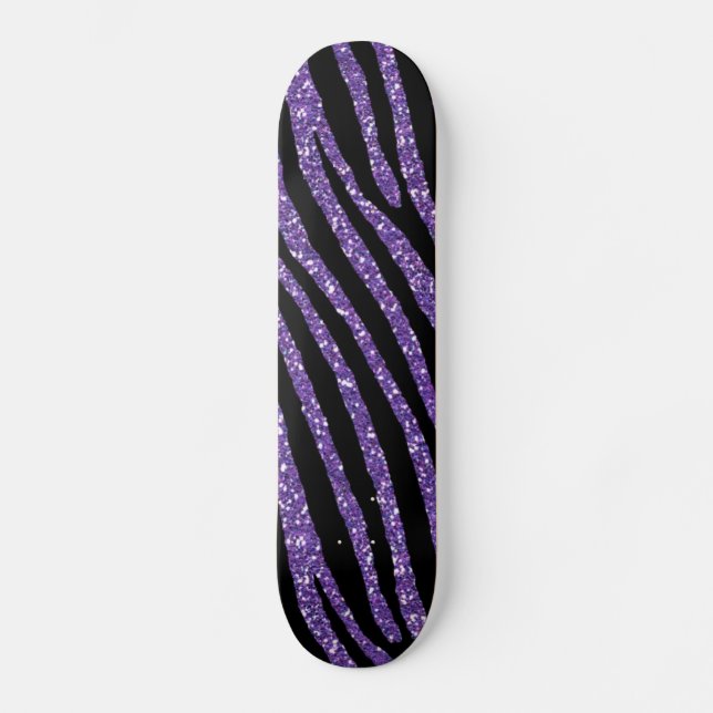 Zebra Purple Chic Elegant Print Skateboard (Front)