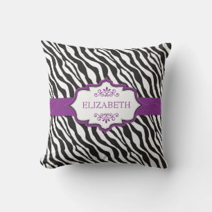 Zebra Purple Ribbon MoJo Pillow