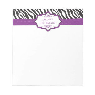 Zebra Purple Ribbon Notepad