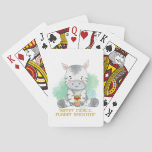 zebra quote cartoon drinking bobba tea playing cards