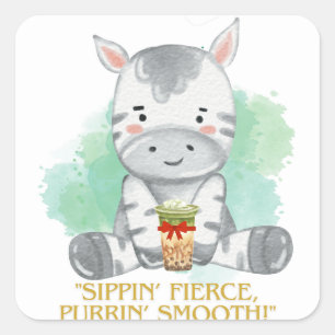zebra quote square sticker