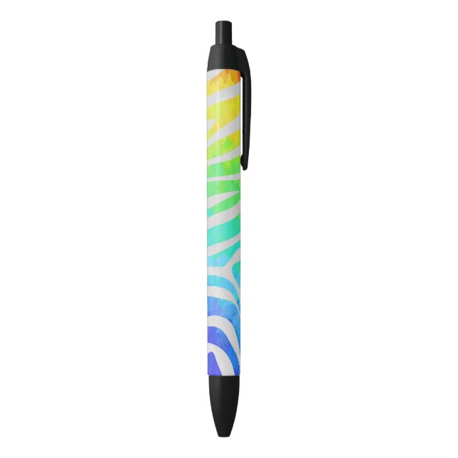 Zebra Rainbow and White Print Black Ink Pen (Bottom (Vertical))
