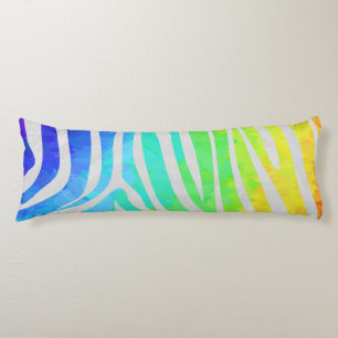 Zebra Rainbow and White Print Body Cushion
