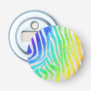 Zebra Rainbow and White Print Bottle Opener