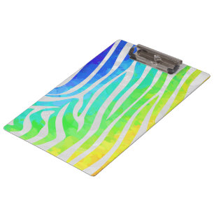 Zebra Rainbow and White Print Clipboard