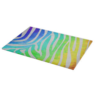 Zebra Rainbow and White Print Cutting Board