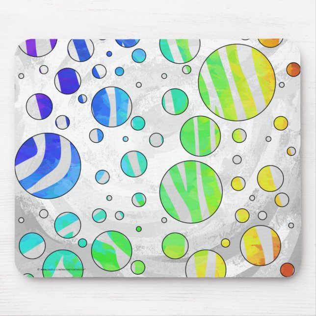 Zebra Rainbow and White Print Mouse Mat (Front)