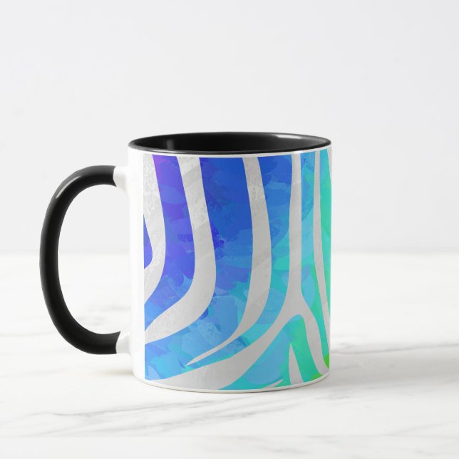 Zebra Rainbow and White Print Mug (Left)