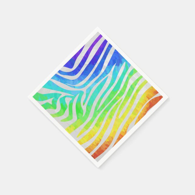 Zebra Rainbow and White Print Napkin (Corner)