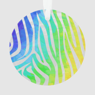 Zebra Rainbow and White Print Ornament