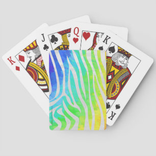 Zebra Rainbow and White Print Playing Cards