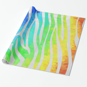 Zebra Rainbow and White Print Wrapping Paper