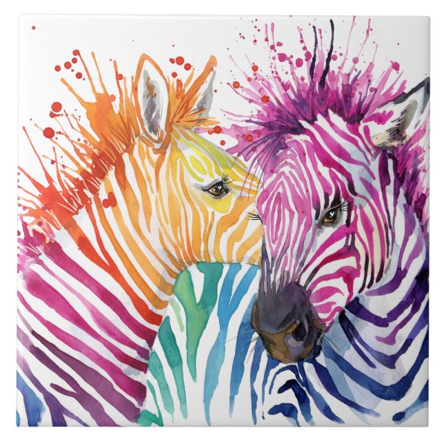 Zebra Rainbow Ceramic Tile (Front)
