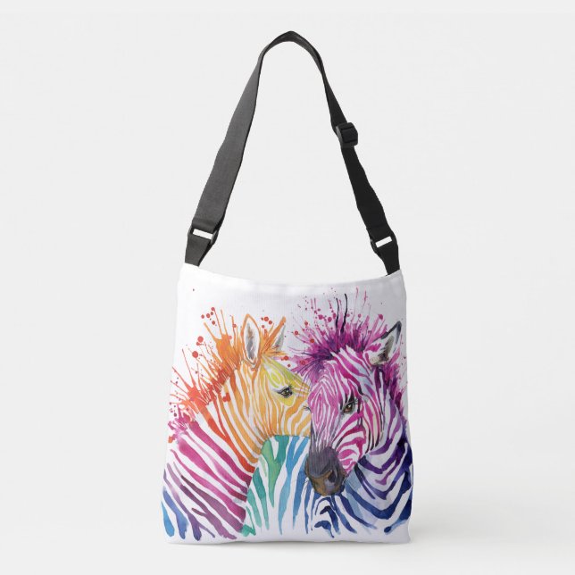 Zebra Rainbow Cross Body Tote (Front)